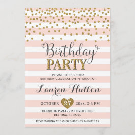 Rosa Guld Glitter Elegant födelsedagsfest Inbjudningar