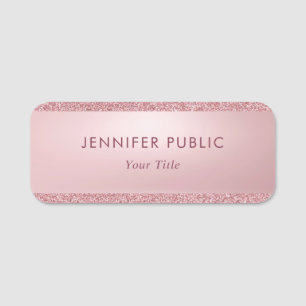 Rosa Guld Glitter Elegant Trendig Personlig Namnbricka