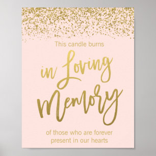 Rosa guld glitter falskt bröllop minnestavla poster