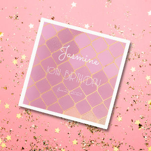 Rosa Guld Glitter Flickans födelsedag Pappersservett
