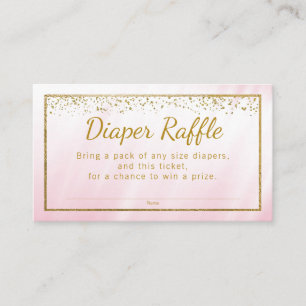 Rosa Guld Glitter Flickor Blöja Lotteri Biljetter Tilläggskort