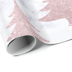 Rosa guld- glitter för elegant & marmorjulgran presentpapper