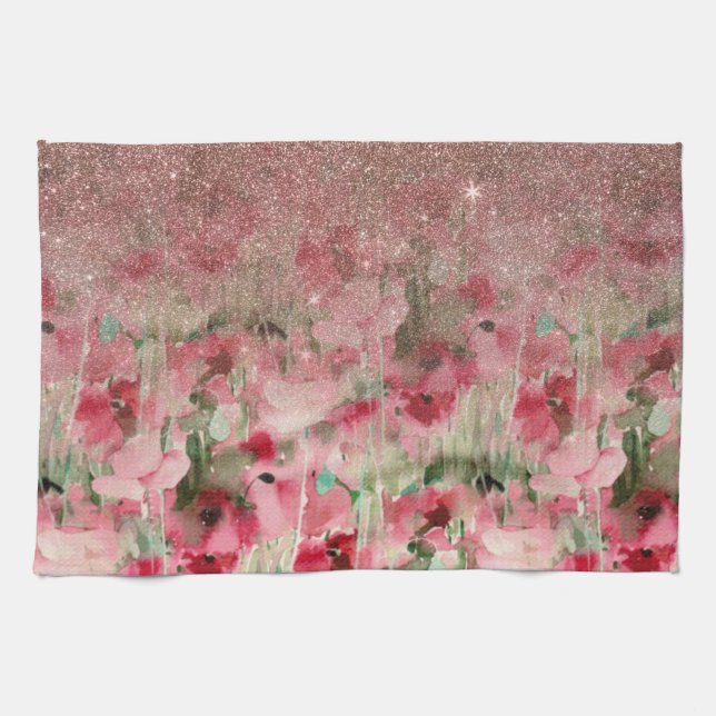 Rosa guld- glitter för nätt Faux på Kökshandduk (Horisontell)