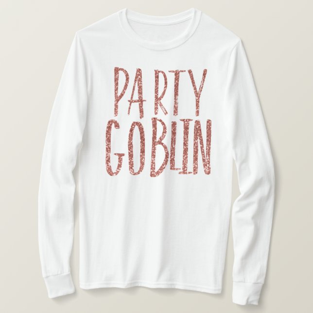 Rosa guld- glitter för partyelakt troll t shirt (Design framsida)