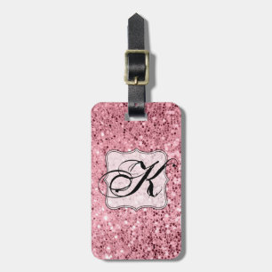 Rosa guld- glitter för personligbagagemärkre bagagebricka
