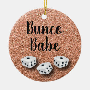 Rosa guld- glitter för Sparkly Bunco BabeFaux Julgransprydnad Keramik