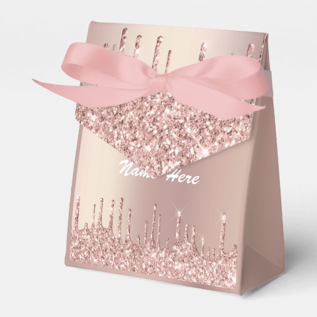 Rosa Guld Glitter Förpackningar eller Presentlådor (Framsidan Sidan)