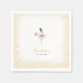 Rosa Guld Glitter Girl Ballet Theme Birthday Pappersservett