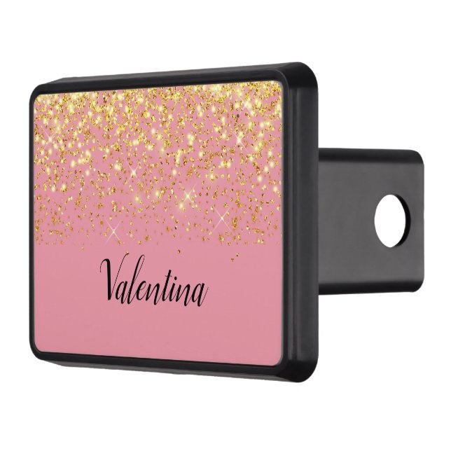 Rosa Guld Glitter Girly Girl Glam Dragkroksskydd (Vänster)