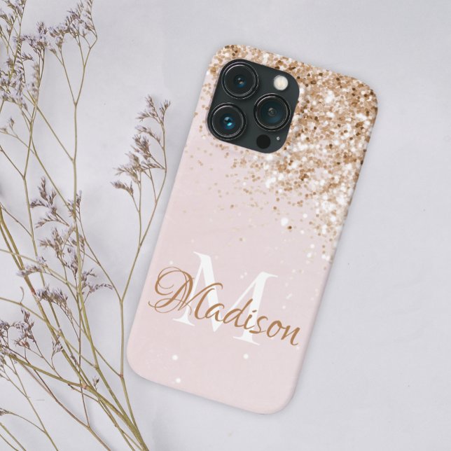 Rosa Guld Glitter Girly Söt Initial Namn (Skapare uppladdad)