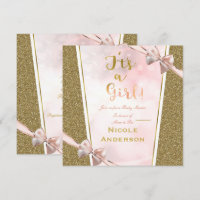 Rosa Guld Glitter Glam It's a Girl Bow Babyshower