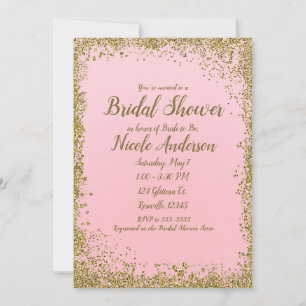 Rosa Guld Glitter Glam Modern Bröllopsfest Inbjudningar
