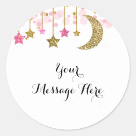 Rosa Guld glitter glitter Tack Sticker Runt Klistermärke