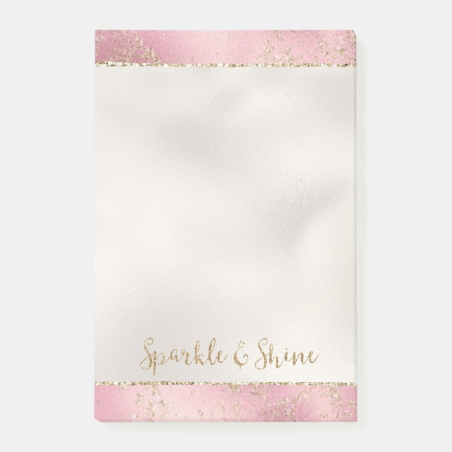 Rosa Guld Glitter Glitz Gnistra   Post-it Block (Framsida)