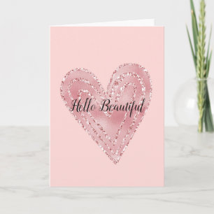 Rosa Guld Glitter Glitzy Heart Kort