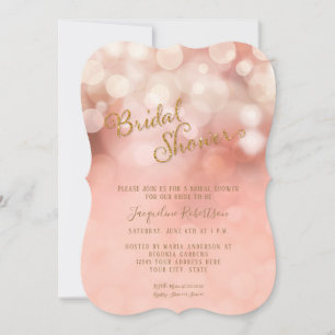 Rosa Guld Glitter Gnistra Möhippa Inbjudningar