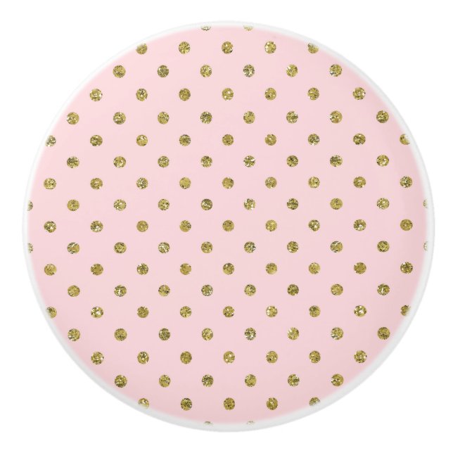 Rosa & Guld Glitter Gnistra Polka dots minimalt Knopp (Framsidan)