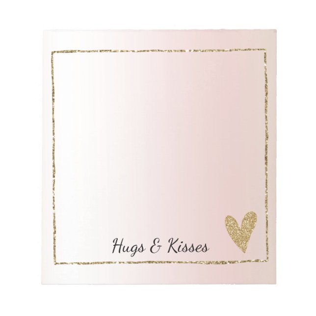  Rosa Guld Glitter Heart Anteckningsblock (Framsida)