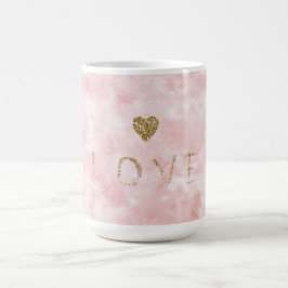 Rosa Guld Glitter Kärlek Heart Kaffemugg