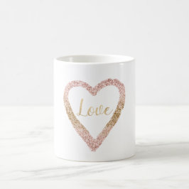 Rosa Guld Glitter Kärlek Heart Kaffemugg