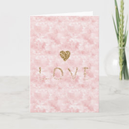 Rosa Guld Glitter Kärlek Heart Kort