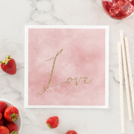 Rosa Guld Glitter Kärlek Pappersservett