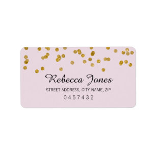 Rosa Guld Glitter konetti-Adressetiketter Adressetikett