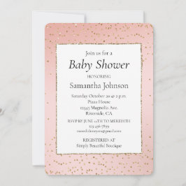  Rosa Guld Glitter-konfetti-babyskor Inbjudningar