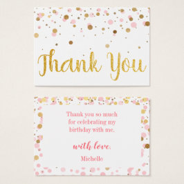 Rosa Guld Glitter Konfetti Birthday Tack Visitkort