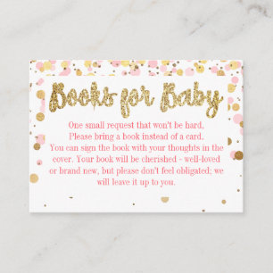 Rosa Guld Glitter Konfetti Bokar för Baby Tilläggskort