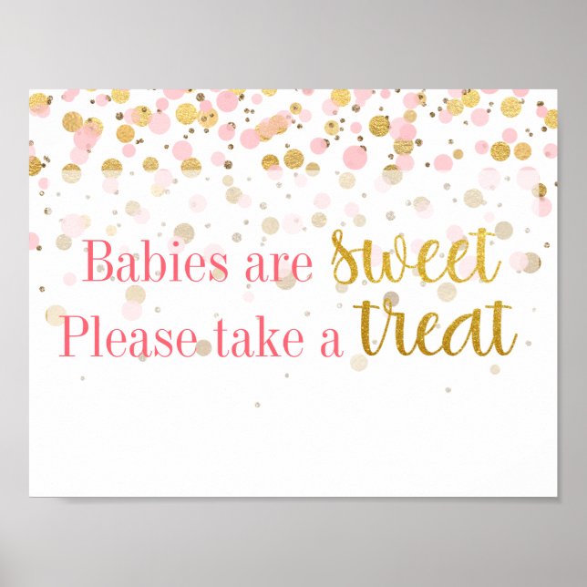 Rosa Guld Glitter Konfetti Dessert Treats-tecken Poster (Framsidan)