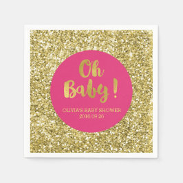 Rosa Guld Glitter Konfetti Oh Baby Baby Shower Pappersservett