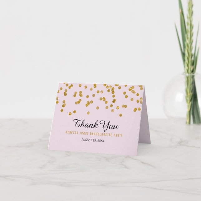 Rosa Guld Glitter konfetti Sängkammartack Tack Kort (Framsida)