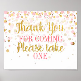 Rosa Guld Glitter Konfetti Tack för förmånstecken Poster