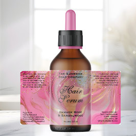 Rosa Guld Glitter Kosmetik Droppar Flaska Etikett Fraktsedel