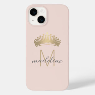 Rosa Guld Glitter Krona Monogram