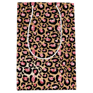 Rosa Guld Glitter Leopard Animal Print Print 