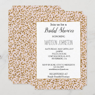 Rosa guld glitter leopard djur  inbjudningar