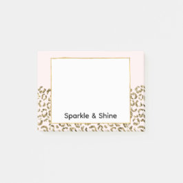 Rosa Guld Glitter Leopard Post-it Block
