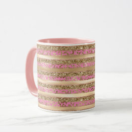 Rosa Guld Glitter Leopard Print Rand Mugg