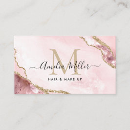  Rosa Guld Glitter marble Agate Monogram QR Visitkort