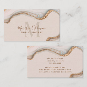 Rosa Guld Glitter marble Agate Notary Visitkort