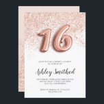 Rosa guld- glitter märker rosa glam chic sötsak 16 inbjudningar<br><div class="desc">En modern nätt chic och för glitterdusch för elegant en rosa guld- ombre med rosa guld- ballongbrev utformar med födelsedagsfest inbjudan 16 för kvarteret för färg för pastellrodnadrosor söt. Kontakta mig,  om du önskar att ändra ballongtexten.</div>