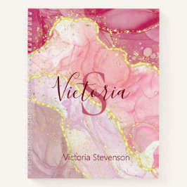 Rosa Guld Glitter Mermor Geod Monogram