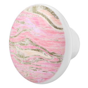 Rosa Guld Glitter Mermor Mönster Design Stilfull Knopp