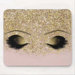 Rosa & Guld Glitter Modern Glam Smink Ögonfransar Musmatta