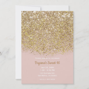 Rosa & Guld Glitter Modern Trendig Glam Chic Fest Inbjudningar