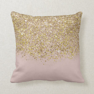 Rosa & Guld Glitter Modern Trendig Glamourös Chic Kudde