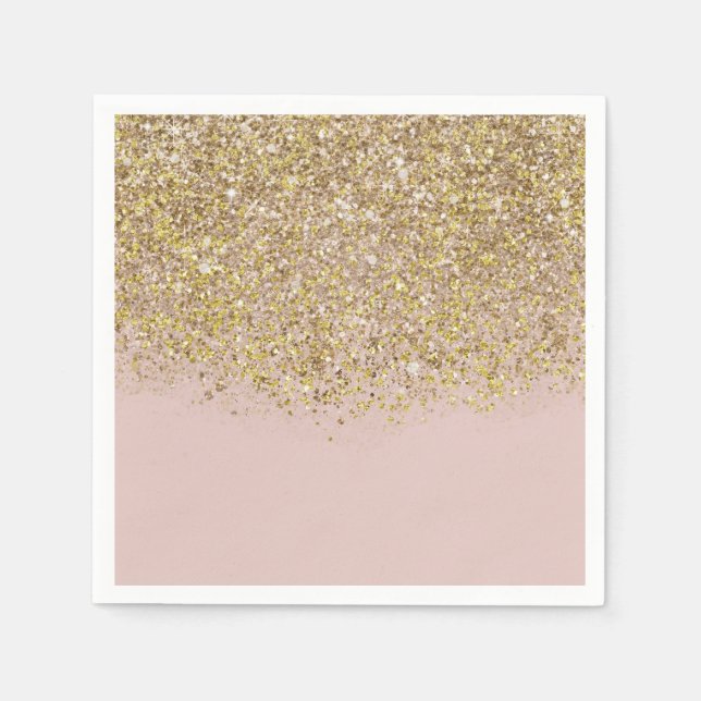 Rosa & Guld Glitter Modern Trendig Glamourös Chic  Pappersservett (Framsidan)