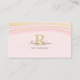 Rosa Guld Glitter Monogram Girly Chic Visitkort